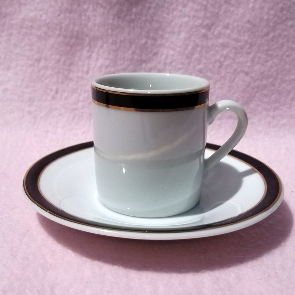 Crown Porcelain Espresso Cappuccino/ Coffee Cup + Saucer
